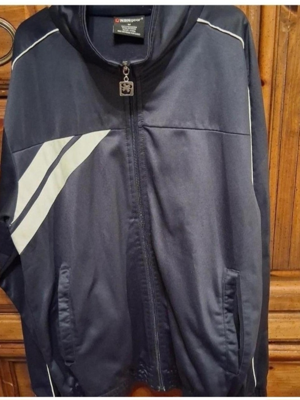 Navy And White Zip Up Jacket With Pockets